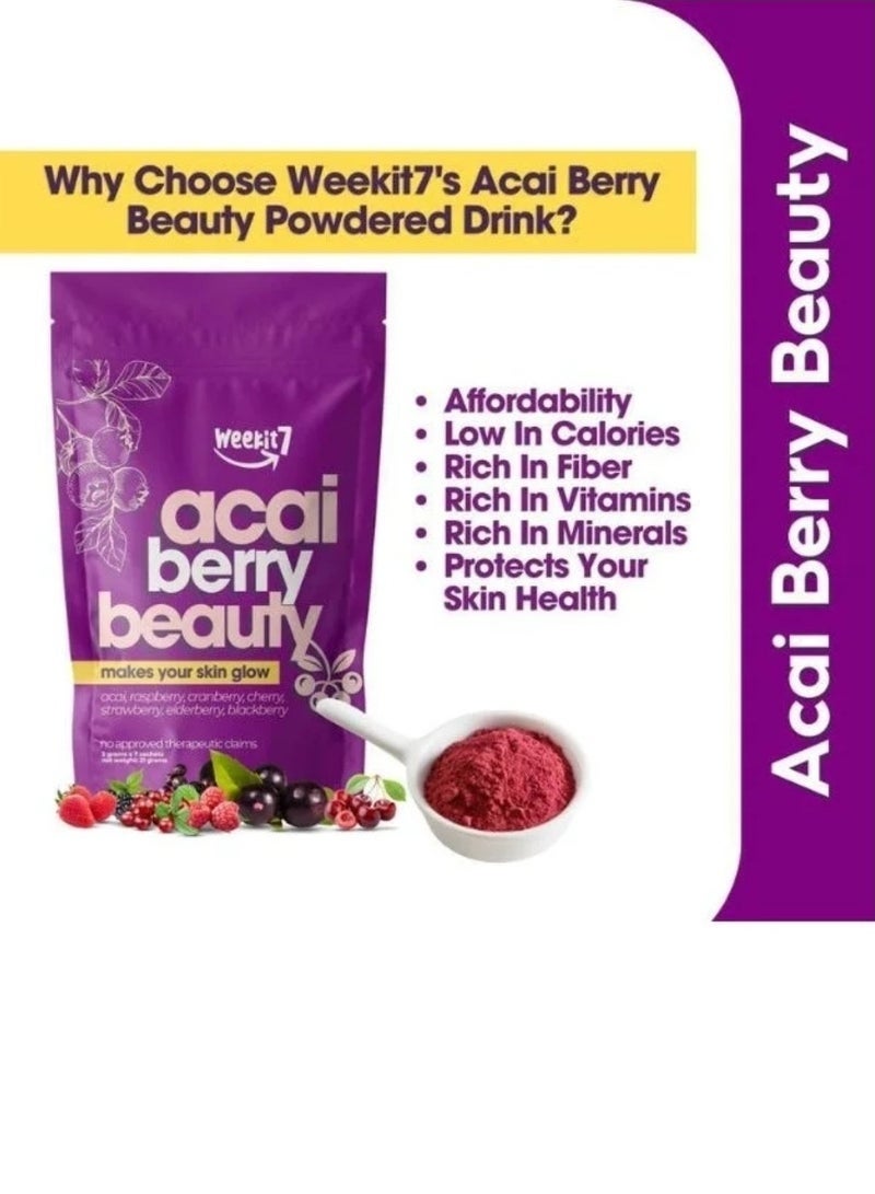 الأسبوع السابع عصا مشروب الجمال من توت الآساي - دعم توهج البشرة، مزيج من مضادات الأكسدة والفواكه الخارقة لإشراقة البشرة وعافيتها - 7 أكياس - Image 5