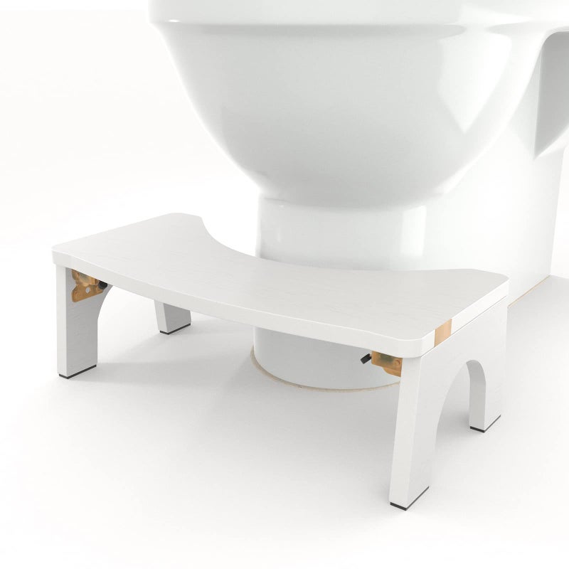 Toilet Stool Wood Foldable Poop Stool for Adults 7 Squat Poop Stool Extra Sturdy  Wide Wooden Toilet Squat Step Stools with AntiSlip Feet by CHEAGO380 lbs Pure White