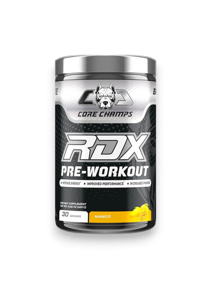 CORE CHAMPS Rdx Pre-Workout, Mango Flavour, 30 Servings