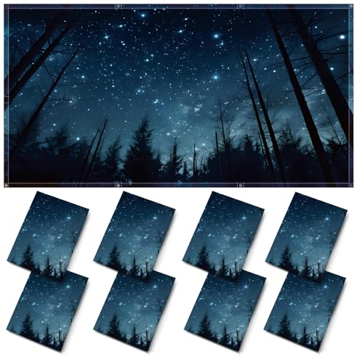 ANGSYLTH 8 Pcs Fluorescent Light Covers - 4 x 2 Feet Covers for Ceiling Lights, Magnetic Light Filters for Classroom, Office, Hospitals, Home (Forests & Starry Sky-2) - Image 1