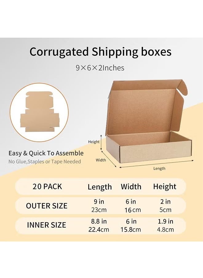 يلا جوي 20 قطعة صناديق شحن صغيرة ، صناديق بريدية من الورق المقوى المموج لتغليف الشركات الصغيرة ، صناديق بريدية قابلة للقفل ، صناديق شحن مسطحة ، صناديق تغليف هدايا فارغة (23x16x5 سم) - Image 2