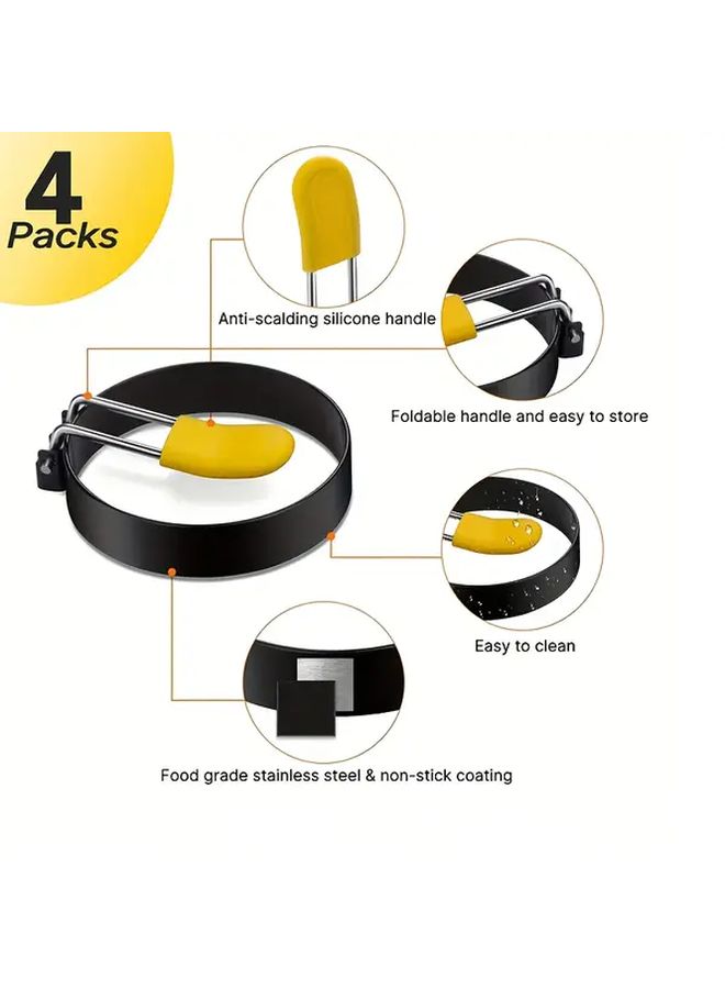 Four Round Egg Frying Molds Food Grade 304 Stainless Steel Breakfast Omelette Set - Image 5