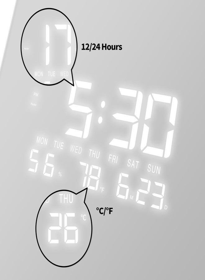 SCOAGE 12'' Double Sided 90° Corner Wall Clock, Minimalist White, Radar Motion Activated, Analog & LED Display with Temp Humidity Date Day, Silent Non-Ticking Plug-in for Bedroom Office - Image 3