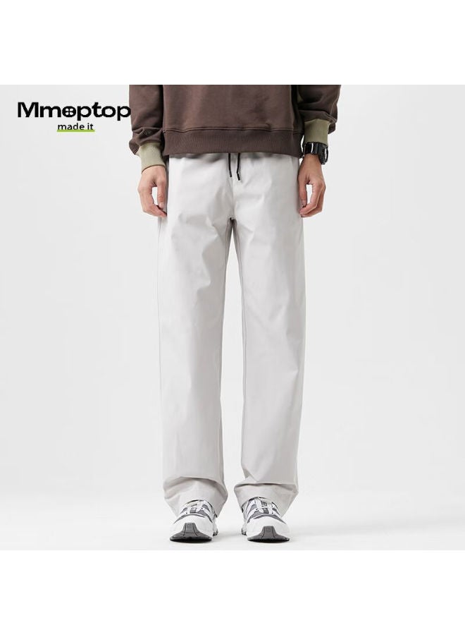 Mmoptop Men's Spring And Summer Thin Ice Silk Loose Fit Sports Casual Pants K001 Gray 2XL - Image 2