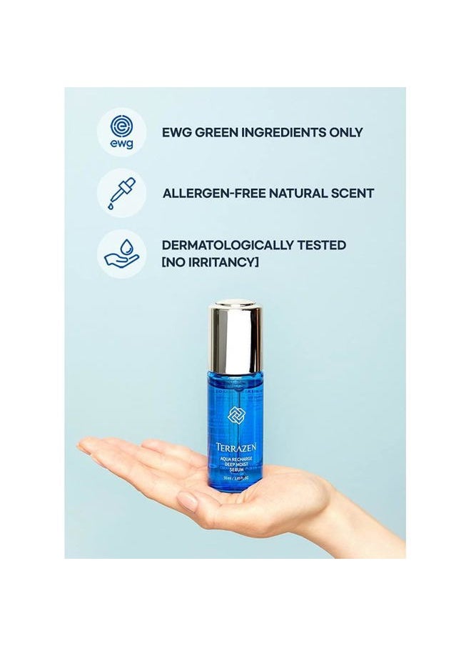 Terrazen - Aqua Recharge Deep Moist Serum, 1.85 fl oz / 55ml - Korean Face Serum, K Beauty, Biotics Intensive Serum, +8 Hyaluronic Acid for Dewy Radiance - Image 1
