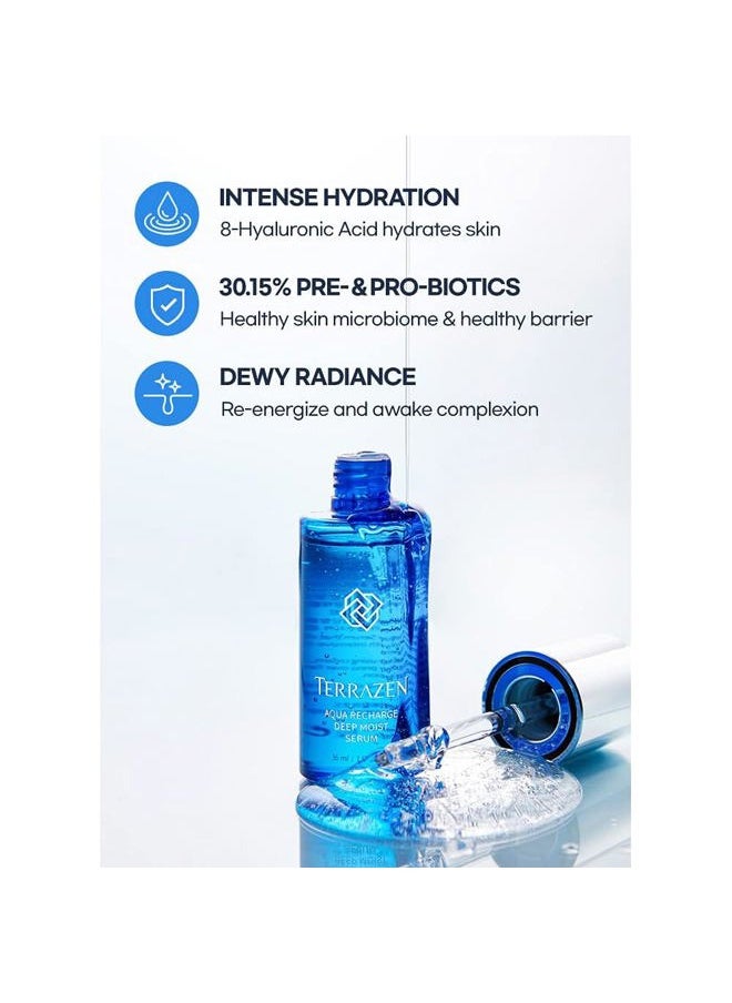 Terrazen - Aqua Recharge Deep Moist Serum, 1.85 fl oz / 55ml - Korean Face Serum, K Beauty, Biotics Intensive Serum, +8 Hyaluronic Acid for Dewy Radiance - Image 1