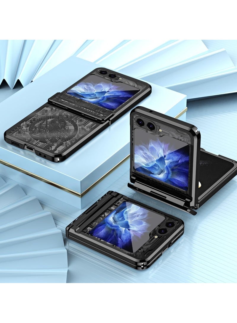 عام حافظة هاتف قابلة للطي متوافقة مع Samsung Galaxy Z Flip 6، مزودة بحماية للمفصل، حافظة هاتف كهربائية الطلاء، توفر حماية كاملة وقوية، رقيقة وخفيفة الوزن. - Image 4