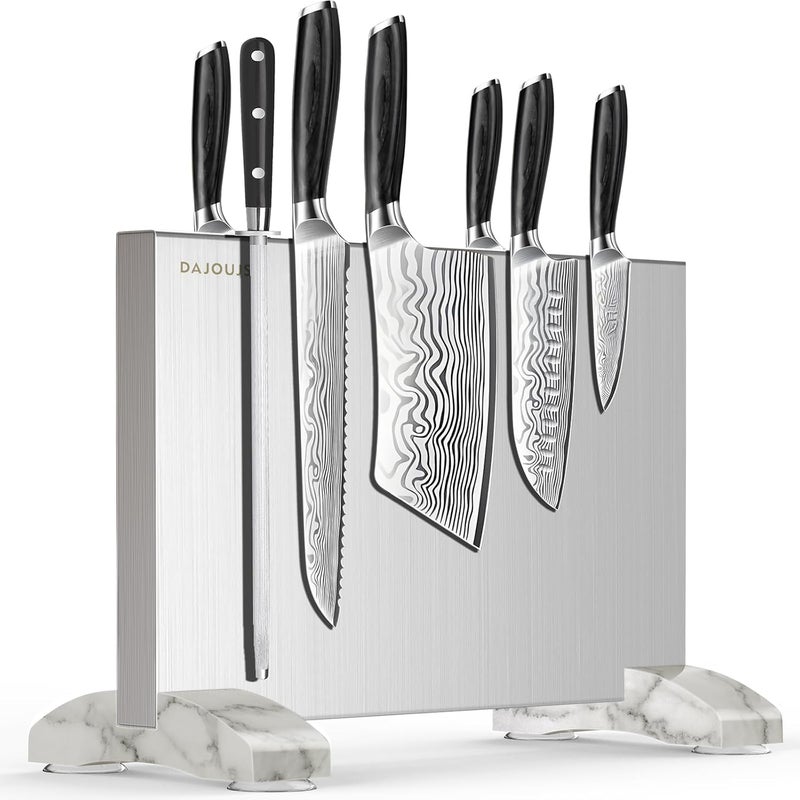 DAJOUJS Magnetic Knife Block, Magnetic Kitchen Knife Holder Stand with Strong Magnet Strip for Kitchen Counter, Stainless Steel Double-Sided Universal Knife Storage Rack Organizer Without Knives - Image 1