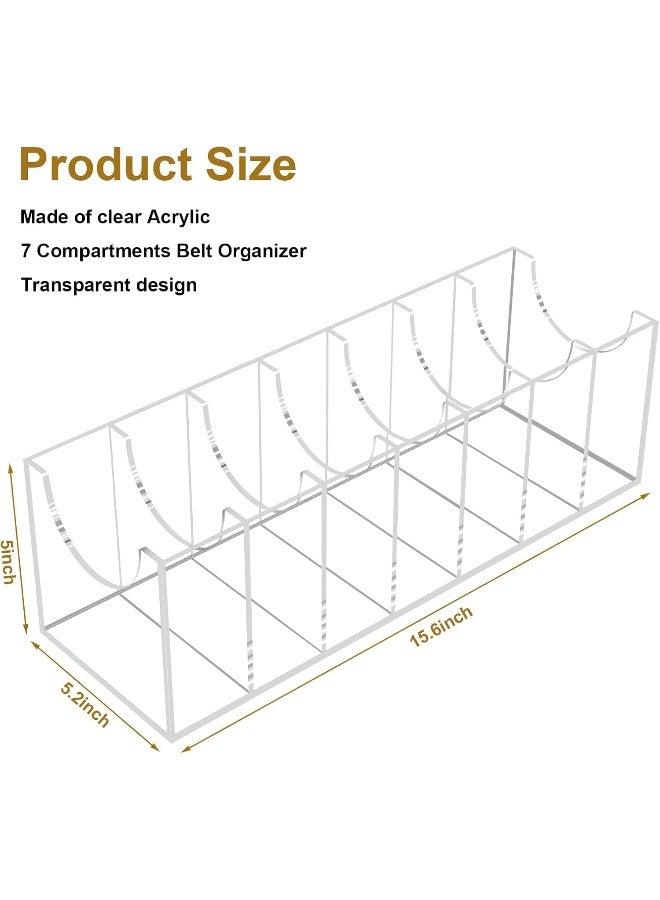Horoof Home Horoof Home® Clear Acrylic Belt Organizer with 7 Compartments – Stylish & Durable Belt Storage Holder (39x13x12.5 cm)  - Image 2