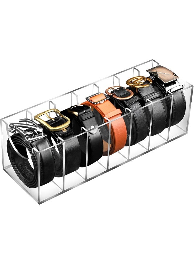 Horoof Home Horoof Home® Clear Acrylic Belt Organizer with 7 Compartments – Stylish & Durable Belt Storage Holder (39x13x12.5 cm)  - Image 1