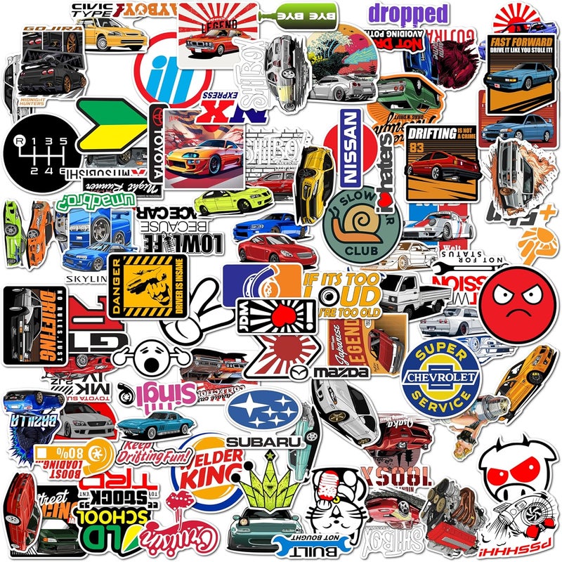 WallDesign Race-Ready 90 Collection of Authentic JDM Sticker Set - Mobile, Laptop, Accessories, Gifting - Durable, Laminated, Quality Printed Vinyl, self-adhesive, 2 inch - Image 1