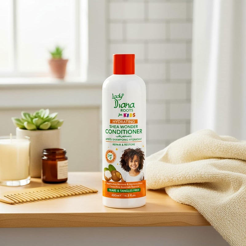 Lady Diana Roots Kids Shea Wonder Conditioner 480ml - Gentle & Nourishing Hair Care for Kids - Image 4