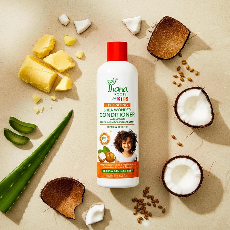 Lady Diana Roots Kids Shea Wonder Conditioner 480ml - Gentle & Nourishing Hair Care for Kids - Image 2