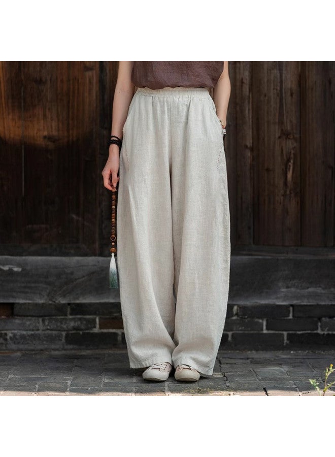 XINYANG Pure Cotton Lantern Pants For Women, 2025 Autumn Thickened Bamboo Cotton Wide-Leg Pants, High-Waisted Straight-Leg Casual Trousers - Image 4