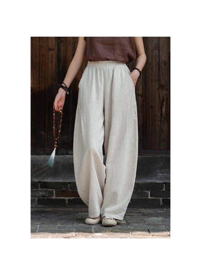 XINYANG Pure Cotton Lantern Pants For Women, 2025 Autumn Thickened Bamboo Cotton Wide-Leg Pants, High-Waisted Straight-Leg Casual Trousers - Image 2