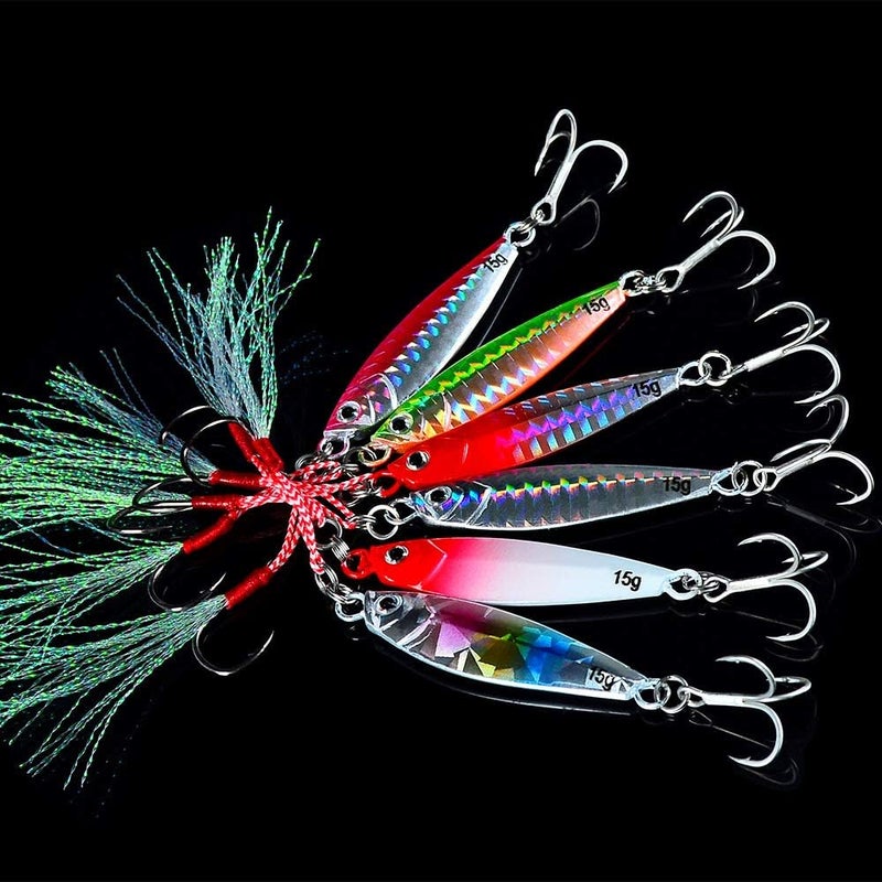 Dyxssm Jigs Fishing Spoons Hard Lures Spinners Jigging Bait (Pack of 6) - Image 3