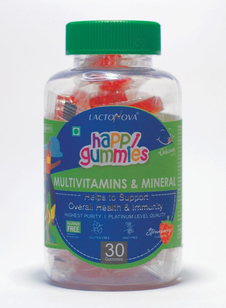 Multivitamins for Kids & Adults – Sugar-Free Strawberry Gummy with Biotin, Vitamin C, D2, B-Complex & Fiber – Immunity, Hair, Skin, Energy & Digestive Support – 30 Gummies