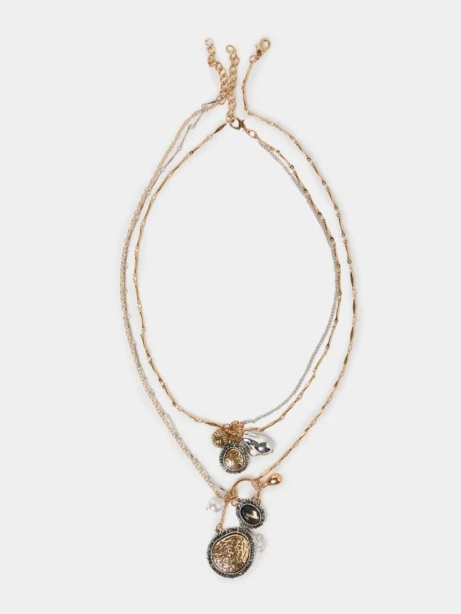 ستايلي Styli Set of 5 - Hammered Pendant Cord Necklace