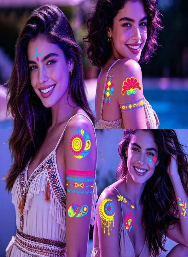 وشم مؤقت يتوهج في الظلام، 32 ورقة، 190 قطعة، وشم للجسم بتقنية النيون بالأشعة فوق البنفسجية - Image 5