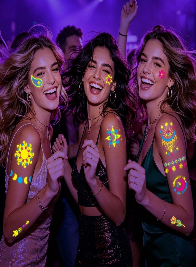 وشم مؤقت يتوهج في الظلام، 32 ورقة، 190 قطعة، وشم للجسم بتقنية النيون بالأشعة فوق البنفسجية - Image 2
