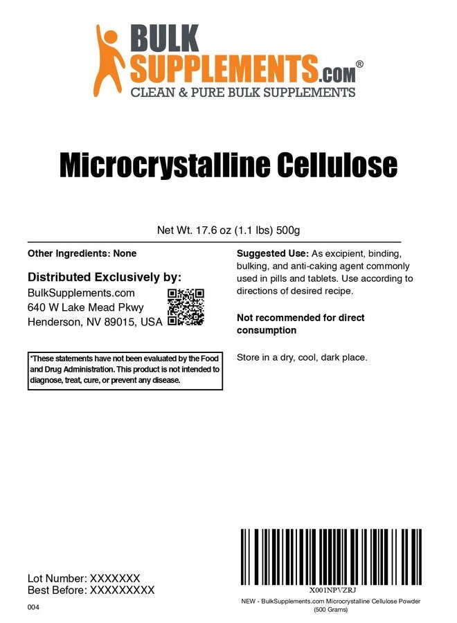 BulkSupplements مسحوق السليلوز المجهري من BulkSupplements.com - مسحوق MCC، سليلوز مجهرى من الدرجة الغذائية - مادة مساعدة، رابط، ومانع للتكتل، 500 جرام (1.1 رطل) (عبوة من 1) - Image 2