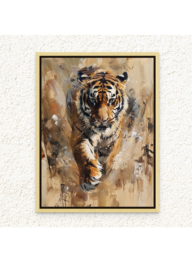 Art Decor Art Decor Framed Canvas Wall Art of Tiger Painting Print Portrait Wild Animal in Jungle Wall Décor for Home Living Room Bedroom Home Décor Gifting  - Image 1