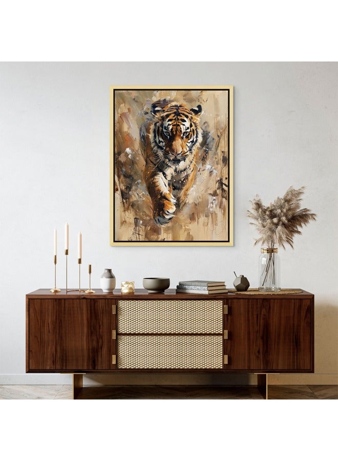 Art Decor Art Decor Framed Canvas Wall Art of Tiger Painting Print Portrait Wild Animal in Jungle Wall Décor for Home Living Room Bedroom Home Décor Gifting  - Image 2