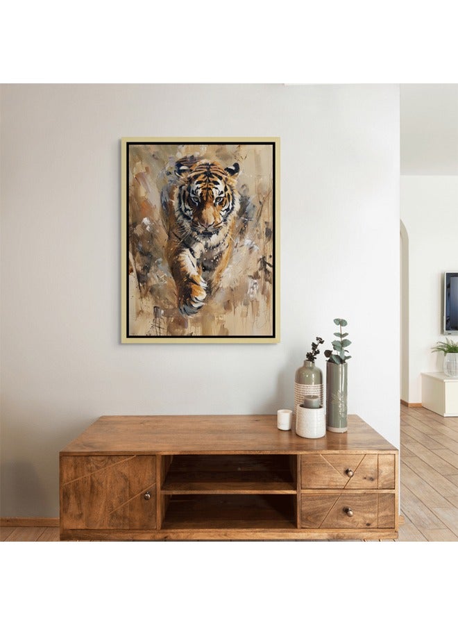 Art Decor Art Decor Framed Canvas Wall Art of Tiger Painting Print Portrait Wild Animal in Jungle Wall Décor for Home Living Room Bedroom Home Décor Gifting  - Image 3