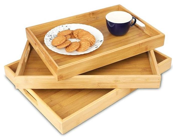 سبيس شوب طقم صوانى تقديم خشب بامبو 3قطع - Image 1