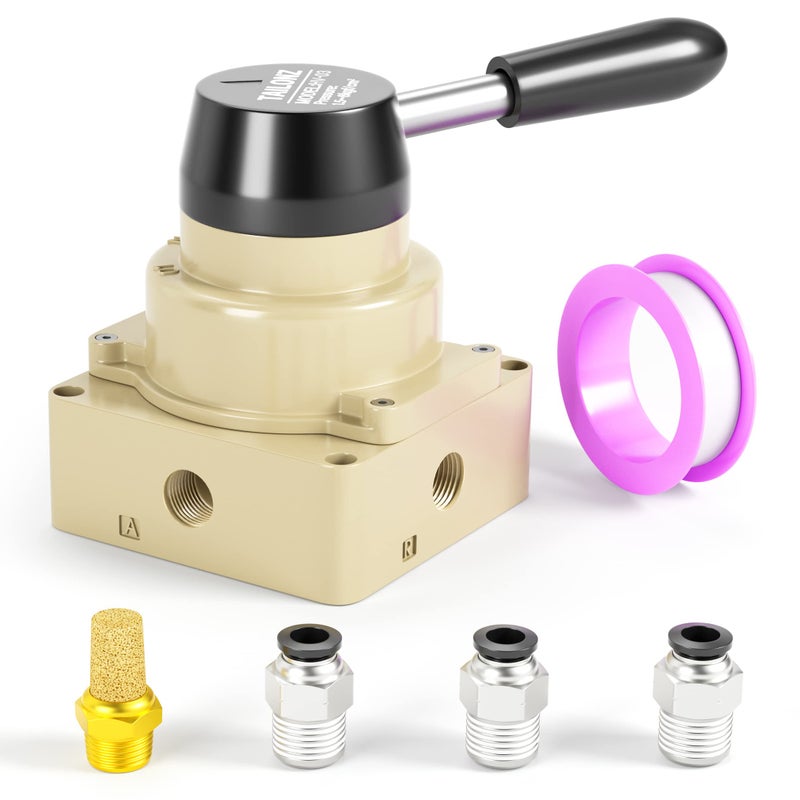 TAILONZ PNEUMATIC Rotary Lever Hand Valve HV03 38NPT Air Flow Control 3 Position 4 Way - Image 3