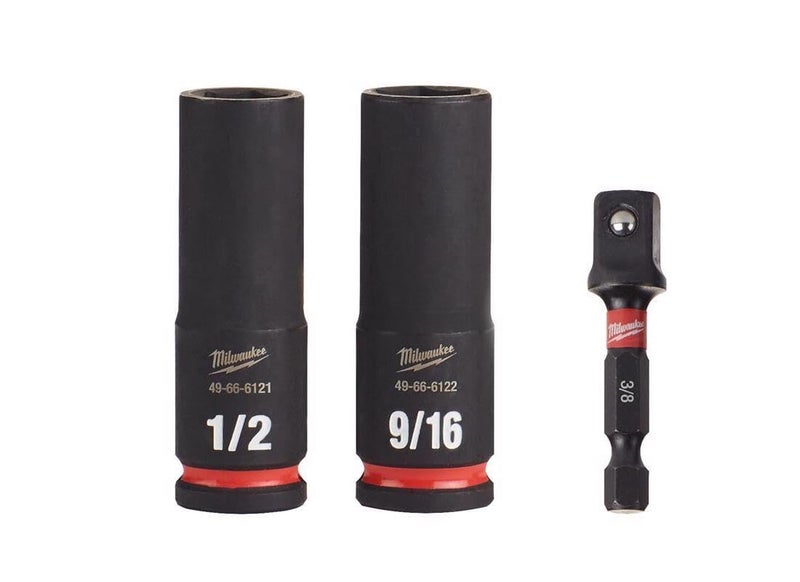 Milwaukee Genuine OEM 49-66-4417 3 Piece Thin Wall Deep Impact Socket Set w/ Radius Corners and Hex Socket Adaptor (Driver Not Included) - Image 5