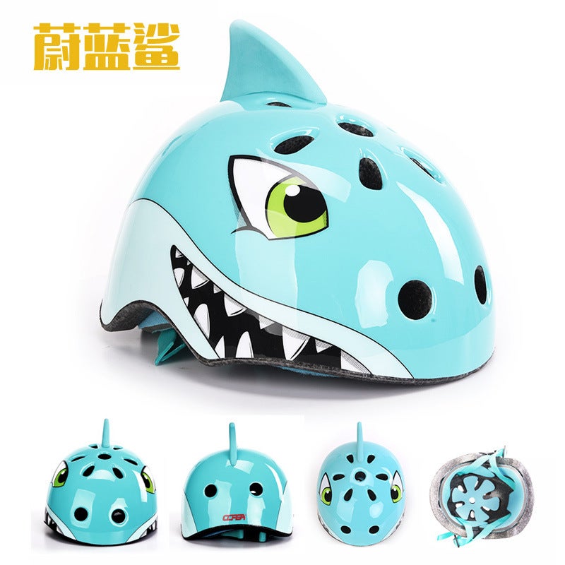 Generic genuine goods CORSA Childrens Helmet Cartoon Animal Bike Riding Roller Skating Skating Protector Sport Helmet CE azure shark