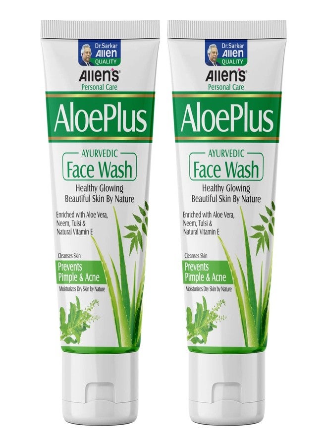 Allen's AloePlus Ayurvedic Face Wash (100ml X 2) - gently cleanses dirt, pollution, and impurities from the skin. It can help control acne and pimples. - Image 1