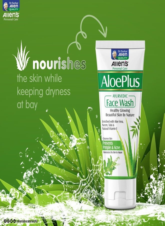 Allen's AloePlus Ayurvedic Face Wash (100ml X 2) - gently cleanses dirt, pollution, and impurities from the skin. It can help control acne and pimples. - Image 3