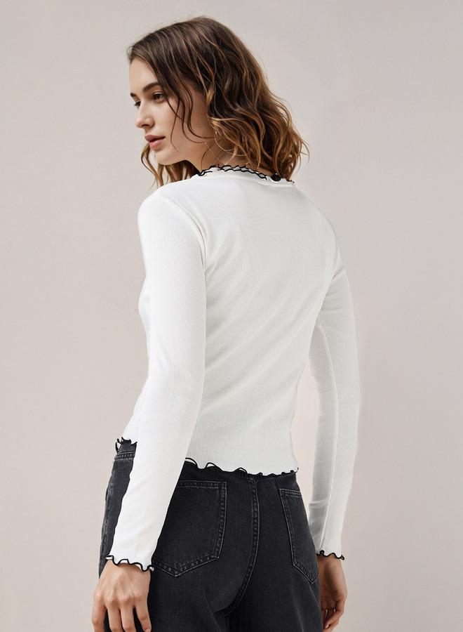 تواكستريمز بلوزة  مضلعة بحواف متباينة - Image 3