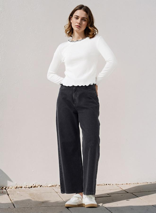 تواكستريمز بلوزة  مضلعة بحواف متباينة - Image 2