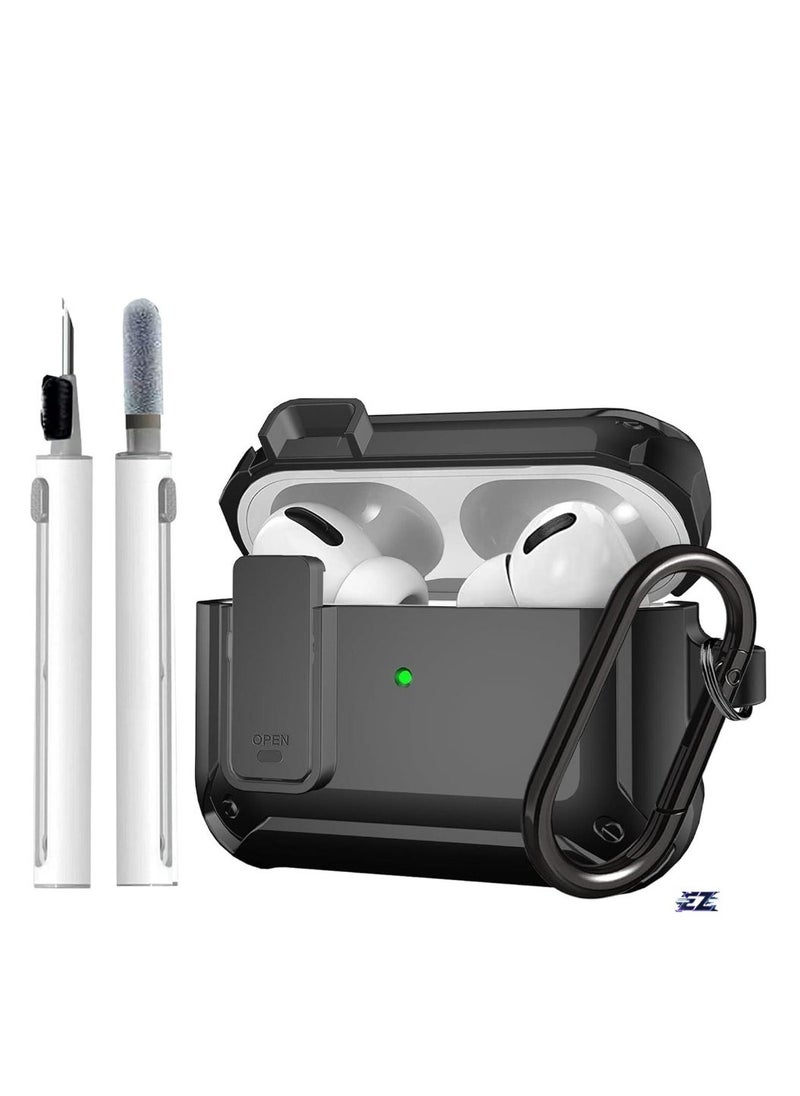 ELTRAZONE Upgraded [Secure Lock] Armor AirPods Pro Case – Shockproof & Durable Cover for Apple AirPods Pro, Stylish Wireless Earbuds Case for Men & Women with Keychain Clip – Black - Image 1