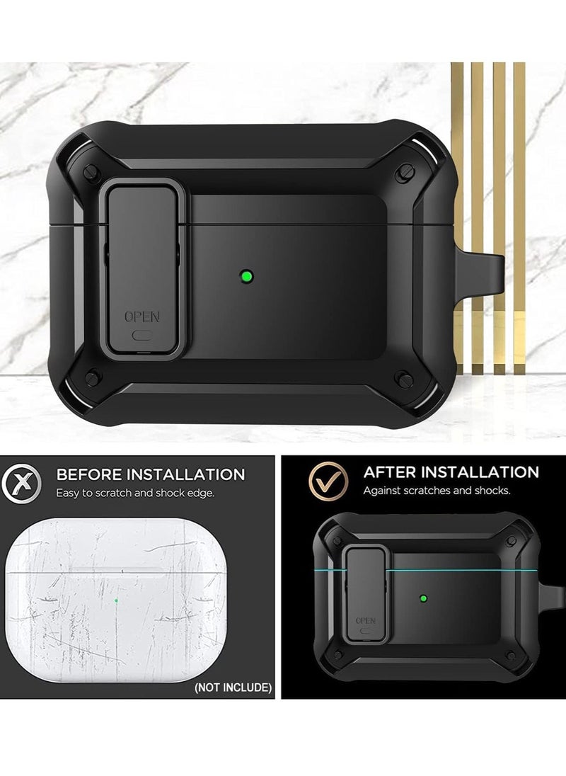 ELTRAZONE Upgraded [Secure Lock] Armor AirPods Pro Case – Shockproof & Durable Cover for Apple AirPods Pro, Stylish Wireless Earbuds Case for Men & Women with Keychain Clip – Black - Image 5