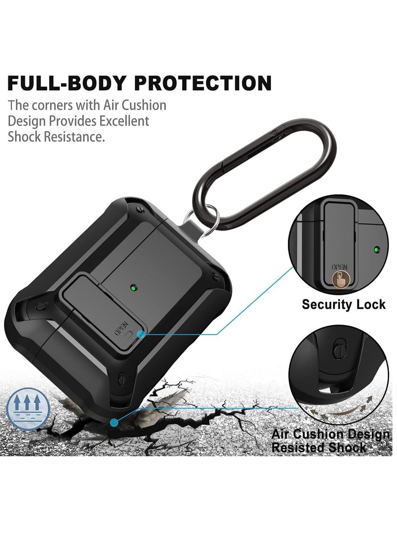 ELTRAZONE Upgraded [Secure Lock] Armor AirPods Pro Case – Shockproof & Durable Cover for Apple AirPods Pro, Stylish Wireless Earbuds Case for Men & Women with Keychain Clip – Black - Image 4