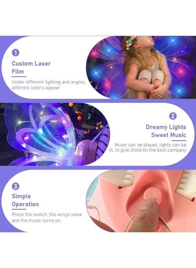 Lighted Electric Butterfly Wings Glowing Fairy Wings Fancy Dress Costume Princess Halloween Dress Up Costume for Children Pet - Image 5