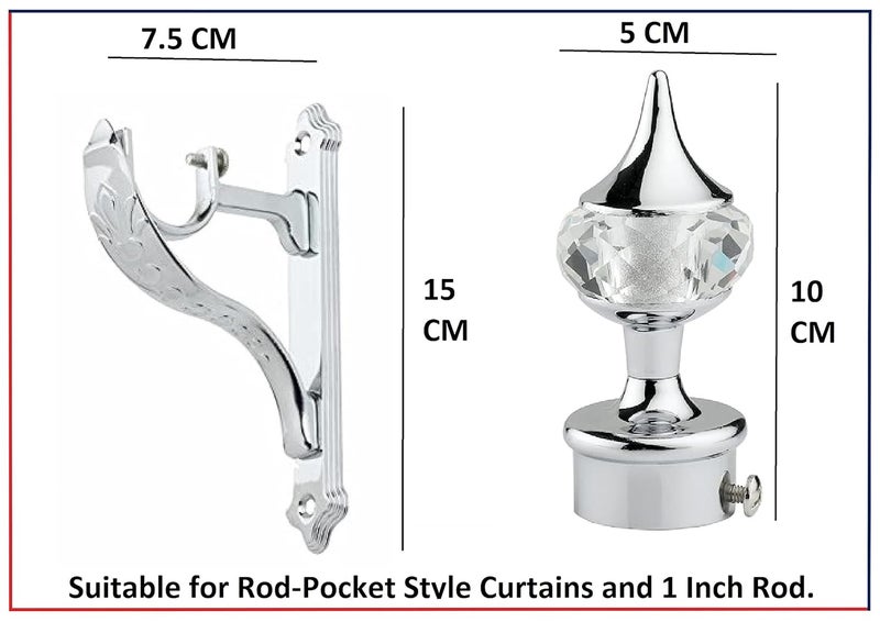 LEEZEN 40MM Crystal Curtain Knob Aluminium Crystal Curtain Bracket with Holder for Doors and Windows 1Inch Curtain Rod Design 40MM Crystal with JEGUAR Pack of 3 Silver Silver - Image 4