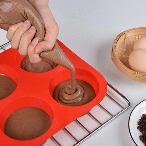 CAKETIME Jumbo Muffin Pan, 3.5 Inch Large Muffin Pan 6 Cup Silicone Jumbo Cupcake Tin for Baking Food Grade Silicone Non Stick - Image 3