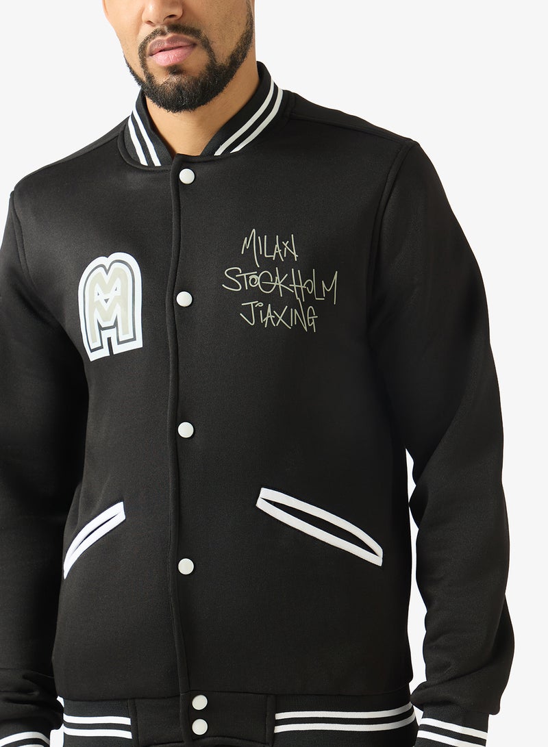 Seventy Five Graphic Snap Button Varsity Jacket - Image 3