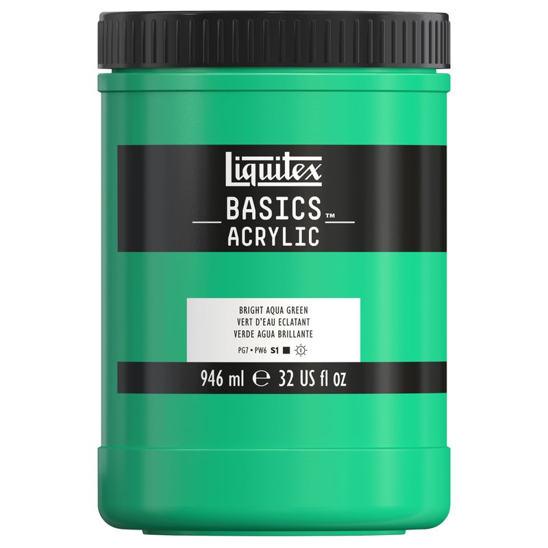 Liquitex BASICS Acrylic Paint 946ml 32oz Jar Bright Aqua Green - Image 2
