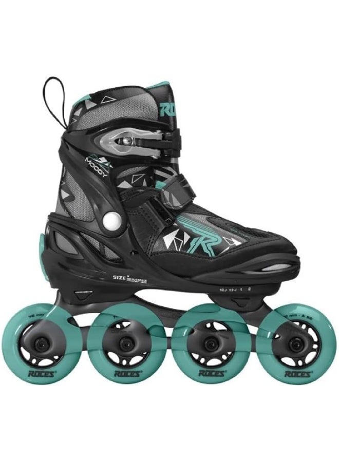 Roces MOODY Inline Skates for Teens Black/Aqua EU 3640 | Adjustable Roller Skates with Anatomical Padding, ABEC 5 Bearings & 82A PU Wheels (400856/00003-36) - Image 4