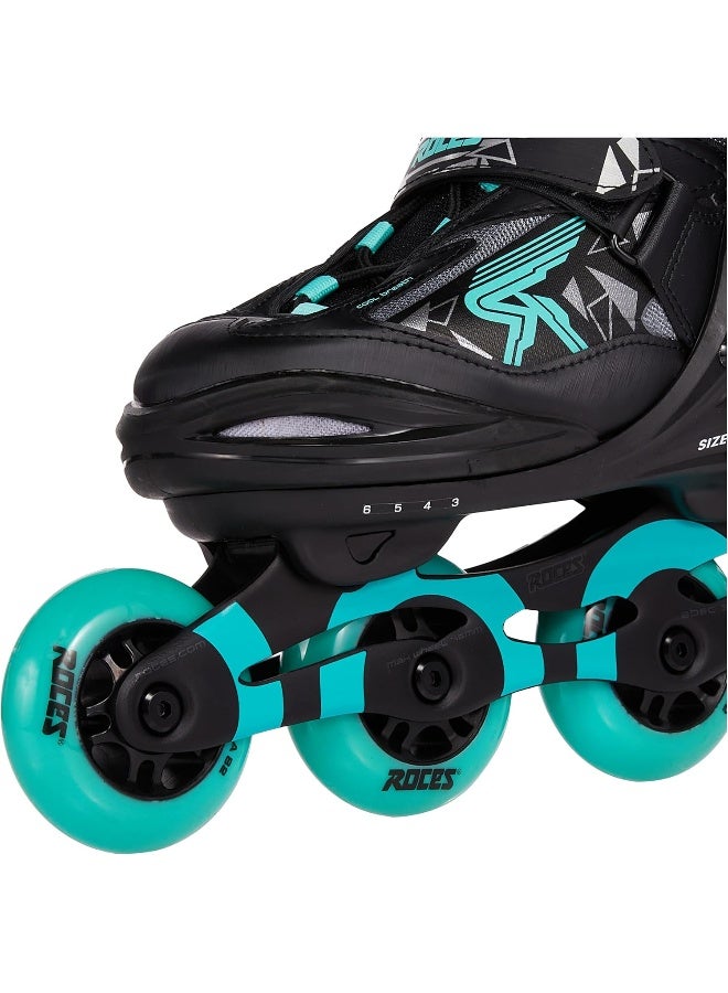 Roces MOODY Inline Skates for Teens Black/Aqua EU 3640 | Adjustable Roller Skates with Anatomical Padding, ABEC 5 Bearings & 82A PU Wheels (400856/00003-36) - Image 5