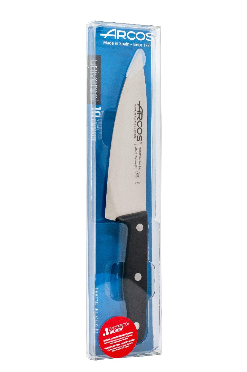 Arcos Chef Knife 6 Inch Stainless Steel. Cooking Knife to Cut and Peel Small Food. Ergonomic Polyoxymethylene Handle and 155mm Blade. Series Universal. Color Black - Image 5
