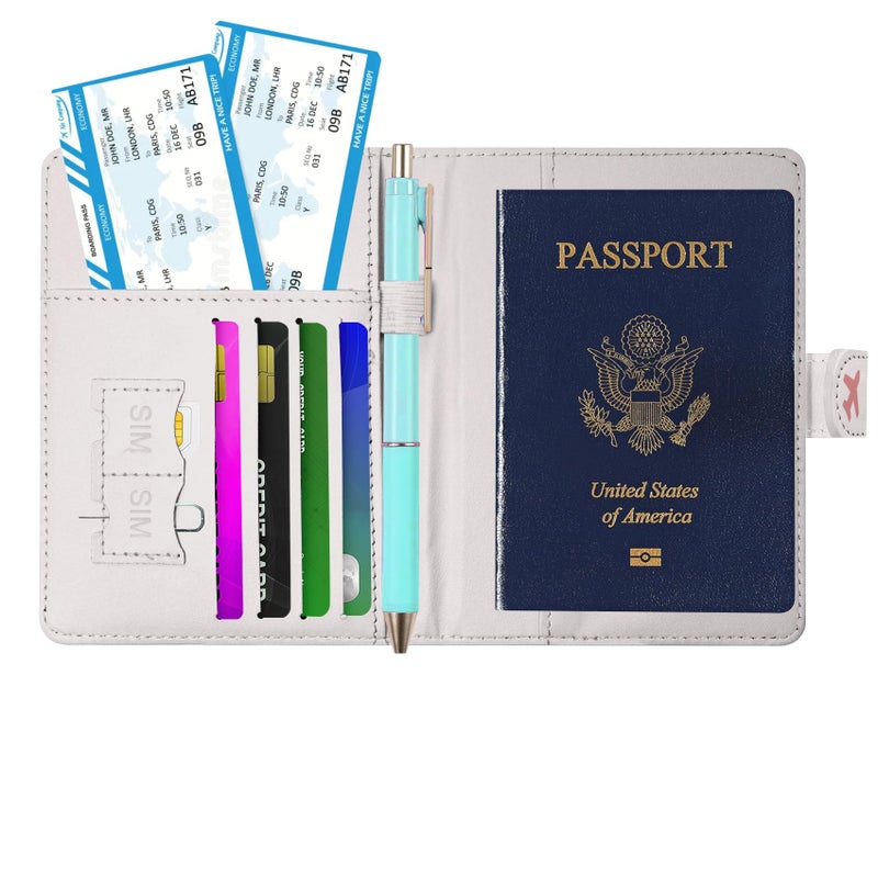 LumeTrav Passport Holder, Travel Wallet Cover with Pen Loop | Cute RFID Blocking Leather Case with Magnetic Closure for Travel Essentials-Flower - Image 2
