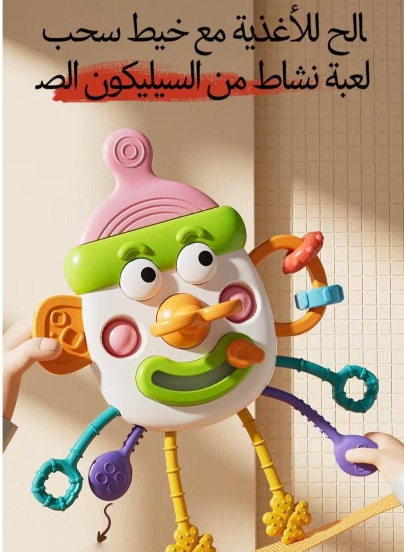 دوركو الغذاء الصف السيليكون سحب زجاجة الطفل سلسلة النشاط لعبة، ألعاب مونتيسوري لسنة واحدة من العمر، ألعاب الحسية للأطفال الصغار 1-3، ألعاب السفر للأطفال الأولاد البنات 1 2 3 سنة من العمر (الأزرق) - Image 2
