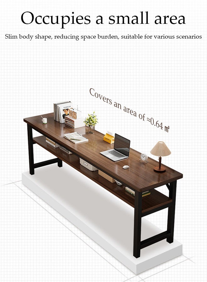 Spides Double Layer Office Table Multifunctional Standing Gaming Desk with Storage Rack Under the Table Ergonomic Design PC Desktop Computer Desk Study Writing Workstation Home Office Modern Simple Style Laptop Table for Bedroom Home Office Study - Image 5